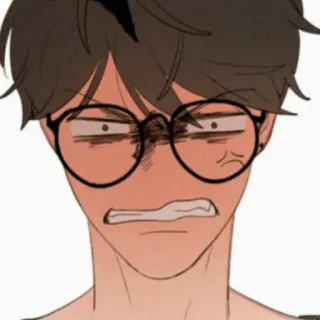 🦋 angry, glasses, annoyed, expression, cartoon telegram sticker