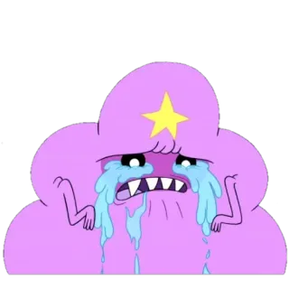 😭 Lumpy Space Princess Adventure Time Cartoon, Weinend, Traurig, Tränen, Weltraumprinzessin, Adventure Time telegram sticker