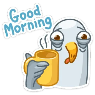 ☕️ Good Morning bom dia, pássaro, café, fofo, manhã whatsapp sticker
