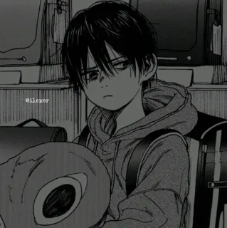 ▪️ @ilexer anime boy, manga, drawing, sad, backpack, hoodie telegram sticker