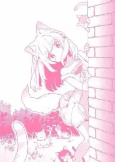 🎀 anime girl, fox girl, kemonomimi, pink, cute, anime telegram sticker