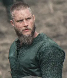 ⚔ Ragnar Lothbrok Vikings Рагнар Лодброк, Викинги, исторический, сериал, персонаж, борода, портрет whatsapp sticker