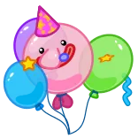 🥳 cartoon, character, balloons, birthday, party, celebration telegram sticker