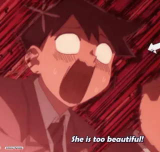 😬 She is too beautiful! Anime, Komi kan niet communiceren, geschokt, mooi telegram sticker