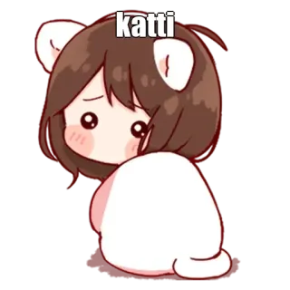 🤔 katti Cartone animato, Anime, Ragazza, Carino, Kawaii, Triste, Orso, Katti whatsapp sticker