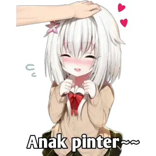 😊 Anak pinter~~~ anime, girl, pet, kawaii, cute telegram sticker