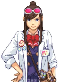 😠 Ema Skye Ace Attorney Ema Skye, Ace Attorney, Nhà khoa học, Nhân vật trò chơi điện tử, Anime, Điều tra telegram sticker