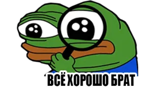 ❤️ ВСЁ ХОРОШО БРАТ 개구리, 밈, 돋보기, 페페, 다 괜찮아 형제, 다 괜찮아 브로, 형제 telegram sticker