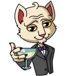🥂 cat, anthropomorphic, suit, drink, cocktail, funny telegram sticker