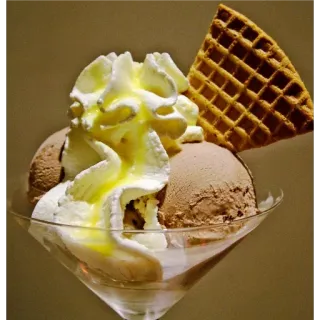 😋 ice cream, dessert, food, chocolate, waffle, sweet, treat, whipped cream telegram sticker