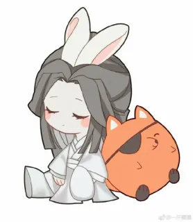🥢 bunny ears, chibi, anime, cute, rabbit, fox telegram sticker