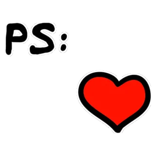 ❤ PS: corazón, amor, nota, PD, mensaje, pegatina telegram sticker