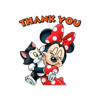 🙏 Minnie Mouse THANK YOU grazie, cartone animato, topo, gatto, amici, saluto telegram sticker