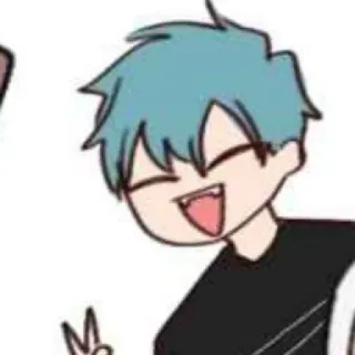 💌 Kreskówka, Anime, Osoba, Postać, Uśmiech, Znak pokoju, Szczęśliwy telegram sticker