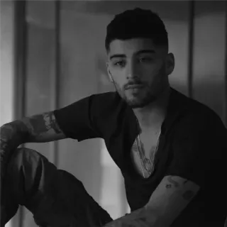 😐 Zayn Malik ゼイン・マリク, 歌手, 男性, 白黒, ポートレート telegram sticker
