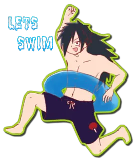 😀 LET'S SWIM bơi, bãi biển, hoạt hình, anime, nước, mùa hè telegram sticker