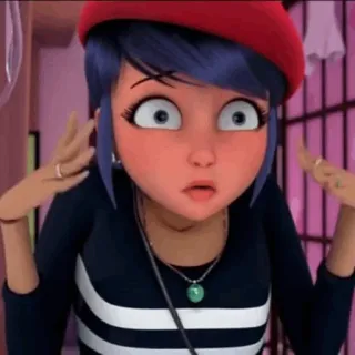 🗼 Marinette Dupain-Cheng Miraculous: Tales of Ladybug & Cat Noir dessin animé, miraculous ladybug, marinette, choquée, béret, français whatsapp sticker