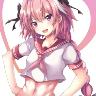 🙃 Astolfo Animé, Manga, Cartoon, Personnage, Cheveux roses, Mignon telegram sticker