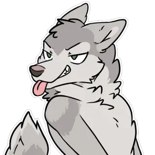 😝 furry, wolf, dier, antropomorf, cartoon, tong telegram sticker