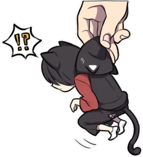 ⁉ Anime, Cartoon, Katze, Chibi, Süß, Kawaii, Hängend telegram sticker