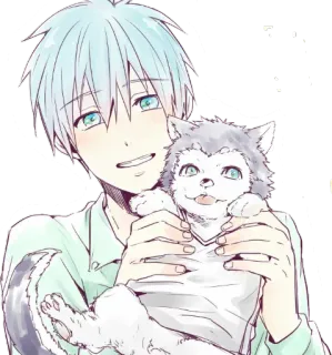 😄 Аниме, Парень, Собака, Милый telegram sticker