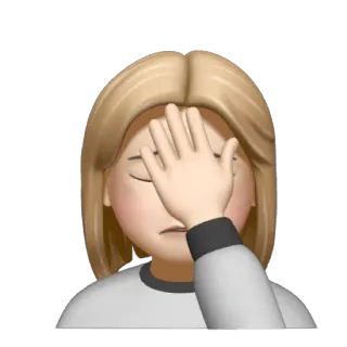 ✏️ Facepalm, Emoji, Decepção, Fracasso, Vergonha, Frustração, Erro telegram sticker