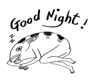 🐈 Good Night! Спокойной ночи, рыба, спящий, животное, мультфильм, сонный whatsapp sticker