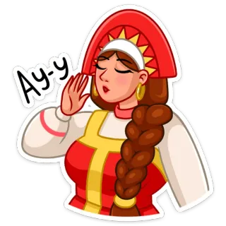 🐺 Ay-y donna, tradizionale, cultura, adesivo, cappello, russo whatsapp sticker