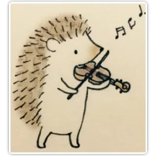 💭 ёж, скрипка, музыка, животное, милый, мультфильм whatsapp sticker