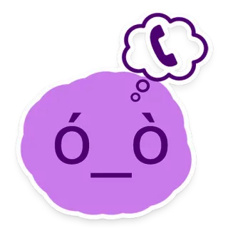 📞 emoji, sticker, roxo, chamada, telefone, pensando, triste telegram sticker