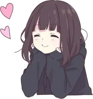 😊 Anime, Dibujos animados, Lindo, Chica, Corazones, Kawaii telegram sticker