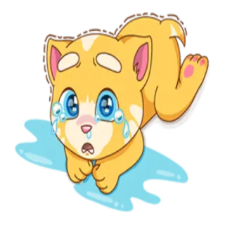 😭 chat, triste, pleurs, émotion, dessin animé, animal, contrarié telegram sticker