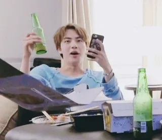 📱 Jin kpop, bts, jin, beer, celebrity, idol telegram sticker