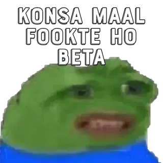 🃏 KONSA MAAL FOOKTE HO BETA frog, offensive, meme, internet meme telegram sticker