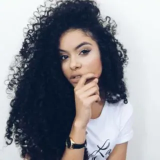 🤔 woman, curly hair, portrait, beauty, fashion, person telegram sticker