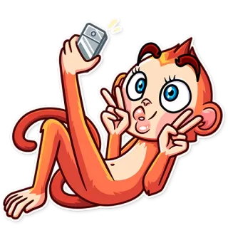 🤳 singe, animal, signe de paix, selfie, dessin animé telegram sticker