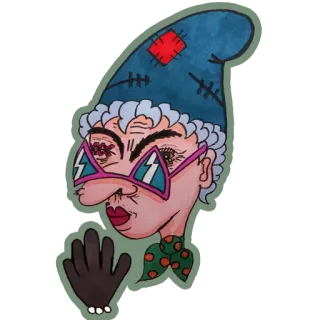 🤚 sticker, cartoon, character, old woman, illustration whatsapp sticker