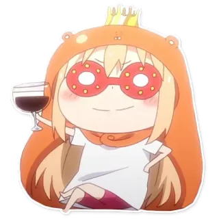 🤩 Umaru Doma Himouto! Umaru-chan умару, аниме, манга, милый, каваи, толстовка, вино, пить telegram sticker