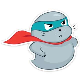 😎 Cartoon, Tier, Seehund, Superheld, Umhang, Maske, Süß telegram sticker
