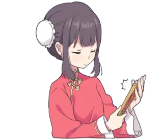 😑 Anime, Fã, Garota, Vestido chinês, Desenho animado, Mangá telegram sticker