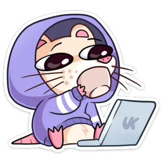 ☕️ การ์ตูน, พอสซัม, แล็ปท็อป, ดื่ม, น่ารัก, สัตว์ telegram sticker