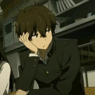 🎐 Houtarou Oreki Hyouka anime, character, hyouka, houtarou oreki, school uniform telegram sticker