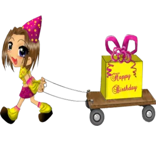 🎁 Happy Birthday birthday, celebration, gift, cartoon, girl telegram sticker