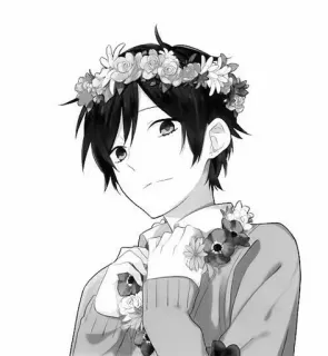 ❤ Anime, Junge, Blumen, Süß, Manga telegram sticker