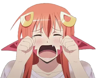 🐍 Anime, Llorando, Personaje, Chica monstruo, Emocional, Dibujos animados, Triste telegram sticker