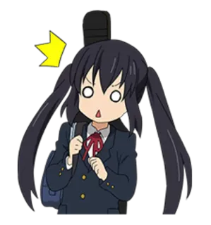 🔹 Azusa Nakano K-On! Аниме, Школьница, Персонаж, Японский, В шоке, Милый, Мультфильм whatsapp sticker