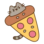 🍕 Pusheen cat, pizza, food, cartoon, cute, funny, pusheen telegram sticker