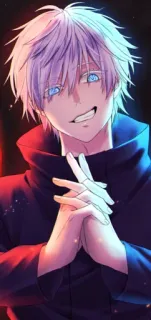 😏 Gojo Satoru Jujutsu Kaisen 动漫, 漫画, 五条悟, 咒术回战, 角色, 白发, 蓝眼睛, 动漫风格 telegram sticker