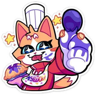 🥧 КУШОЦ cat, chef, cute, baking, cartoon, kawaii, pie telegram sticker