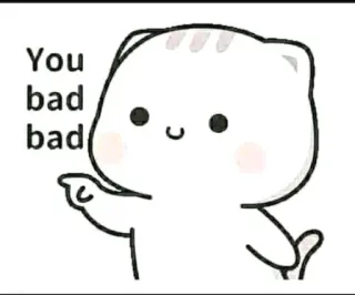 😢 You bad bad gato, fofo, adesivo, mau, acusação, apontando telegram sticker
